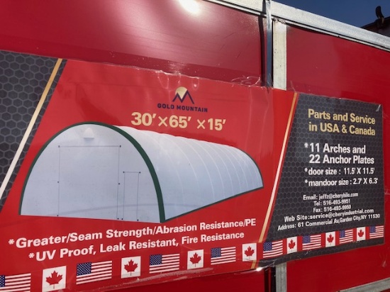 (1) NEW Gold Mountain 30'x65'x15' Storage Shelter