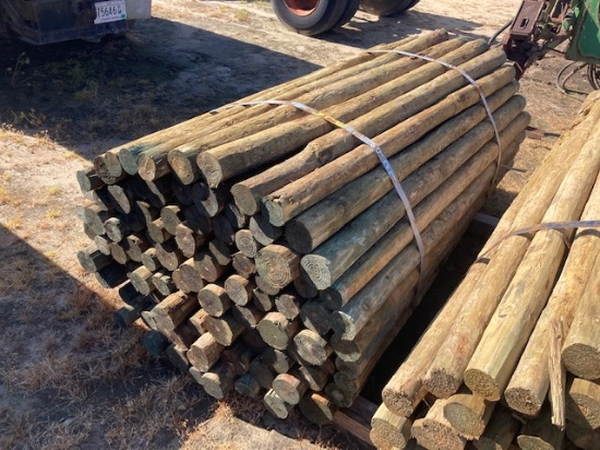 Bundle Of 100 Apx. 3"x7' Wooden Fence Post Selling By The Post