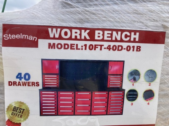 NEW Steelman 40 Drawer 10' Work Bench Red