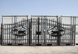 (1) NEW Set Greatbear 14' Bi-Parting Wrought Iron Gate w/ Cow Scene