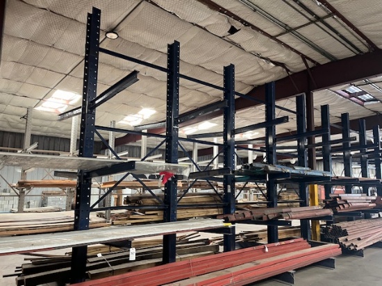 Blue Lumber Rack 5 uprights Apx 20Lx14H 30 Arms (Racking Only)