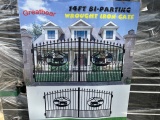 (1) Set Of 14' Bi Parting Wrought Iron Gates Cow Scene