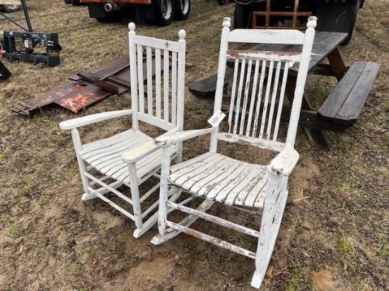 (2) White Rocking Chairs