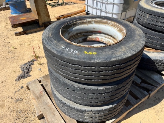 (3) 22.5 Tires & Bud Rims