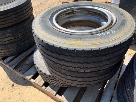 (3) 22.5 Tires & Bud Rims