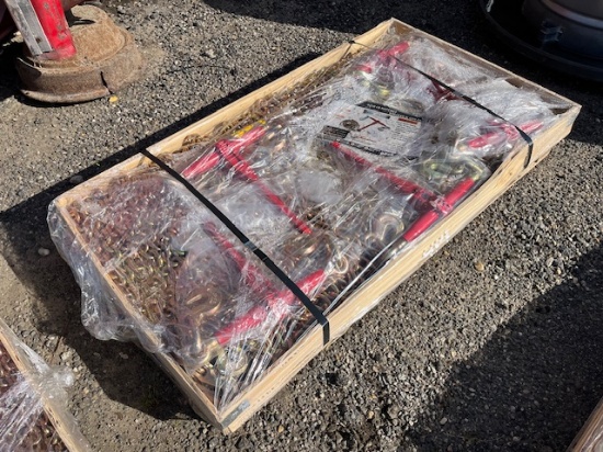 Crate of 10 New 20ft Chains & 5 Binders