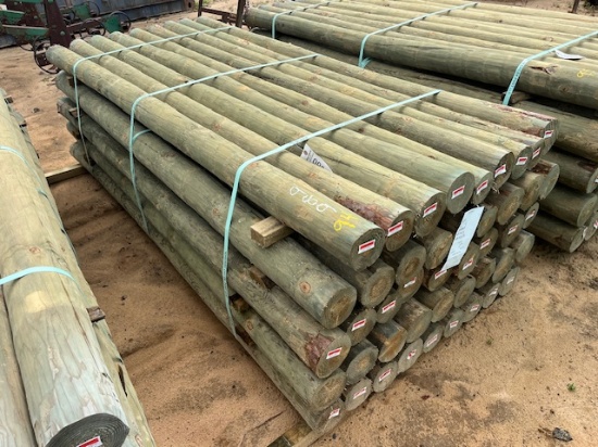 (1) Bundle Of (45) NEW Treated Apx  4inx8ft Post