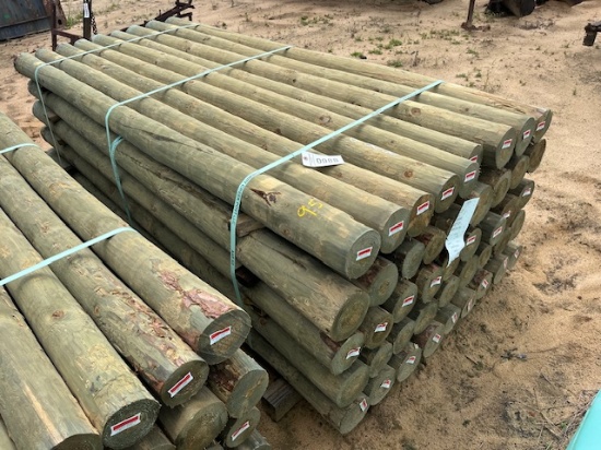 (1) Bundle Of (45) NEW Treated Apx  4inx8ft Post