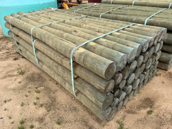 (1) Bundle Of (45) NEW Treated Apx  4inx8ft Post