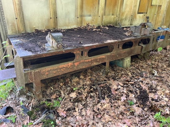 Large Metal Work Table w/ (2) Vises