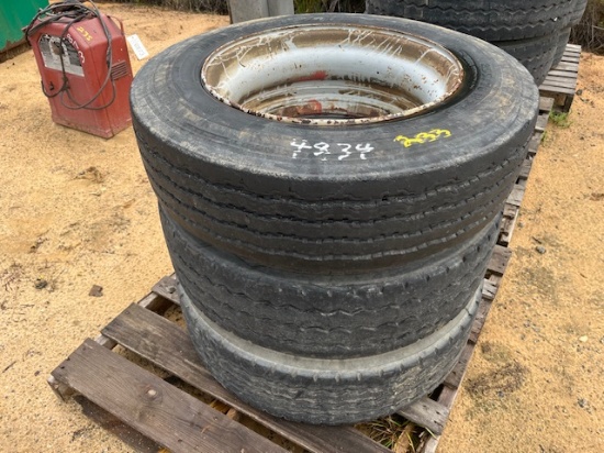 (3) 22.5 Tires & Bud Rims