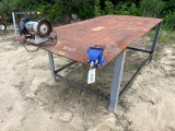Metal Work Table w/ Vise & Grinder