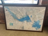 Framed Santee Cooper Lake Map
