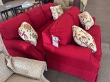 Red Couch & Love Seat Set w/ Pillows