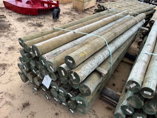 (1) Bundle Of (45) NEW Treated Apx  4inx8ft Post