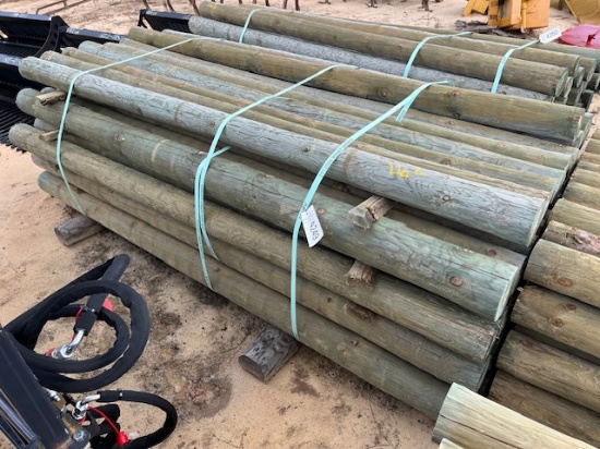 (1) Bundle Of (45) NEW Treated Apx  4inx8ft Post