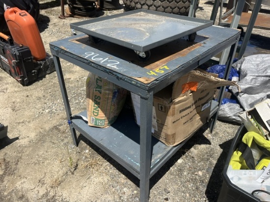 Gray Work Table w/ Misc.