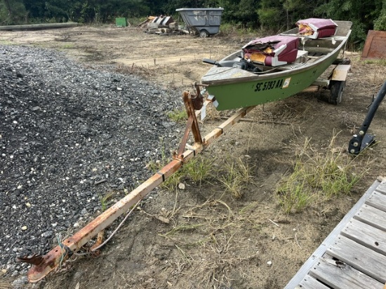 Carolina Wood 2 Man Boat w/ Trolling Motor & Trailer