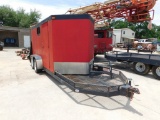 (X) 6'W X 14'L T/A V-NOSE CREW TRAILER W/ BENCH STORAGE, W/ 4' JUNK BASKET