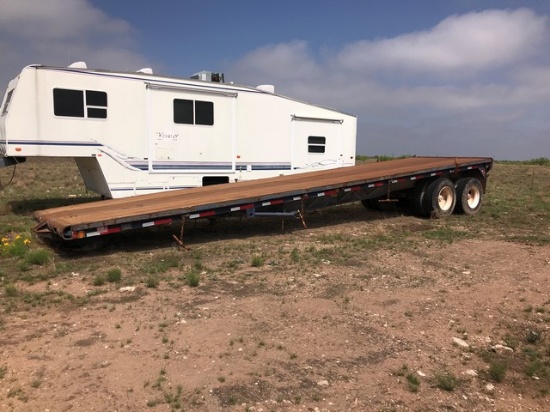 SHOPBUILT T/A OILFIELD FLOAT, 8'W X 36'L NEWAY TYPE SUSP., RT, STEEL DECK, LANDI