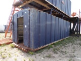 (9319) 30'L X 10'W X 10'H CRIMPED STEEL, BOTTOM DOGHOUSE, SHELVES, (13) LOCKERS,