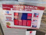 UNUSED 7' WORK BENCH W/ 18 DRAWERS, CABINETS  Located in YARD 1 - Midland, TX Shawn Johnso