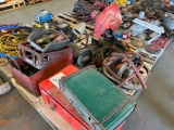 Pallet (2) Chain Saws, Chop Saw, Bench Grinder, Power Tong Jaws