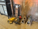 Lot of (4) Jack Stands, Floor Jack, Creeper, Auto Jacks