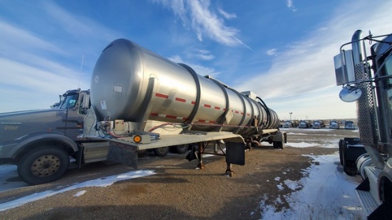 (X) 2011 BRENNER T/A ALUMINUM CRUDE TRANSPORT TRAILER, 8,200 GAL, W/ HYDRAULIC T