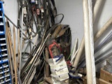 LOT V BELTS, ASSORTMENT GARDEN TOOLS, GOLF BAG, BUTTERFLY VALVES (UNUSED)