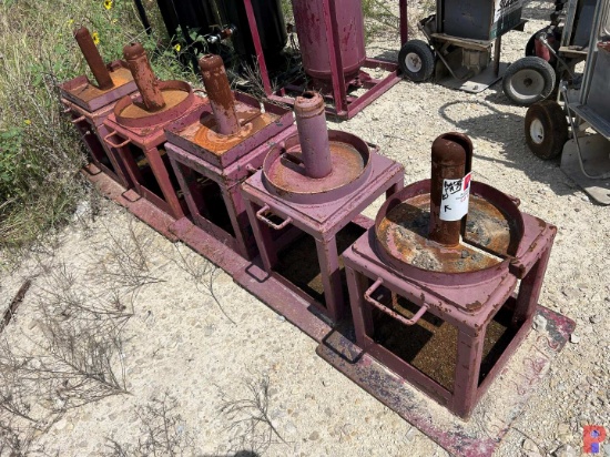 (5) 2'X 2'X 2-1/2'TOOL STANDS 3-1/2" OD STUMP (3) 30 GALLON AIR TANKS