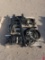 PALLET W/ ASSORTED U-BOLTS, 10 AMP BATTERY CHARGER, TRAILER JACK, ETC