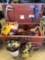 JOBSITE BOX FULL OF CONTENTS SNAP-ON TORQUE WRENCH, PIPE WRENCH, CHAIN TONG WRENCH, (3) ELECTRIC DRI