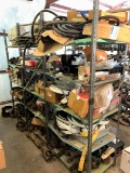 ROW OF (5) SHELVES W/ (2) UNUSED BENDIX AD9 AIR DRYERS, BENDIX AIR VALVES & REPAIR KITS, (10+) SPICE