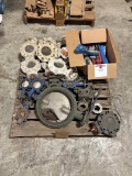(18) ASSORTED BUTTERFLY VALVES & BOX OF VALVE HANDLES