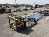 (2) TOOL TRANSPORT SKIDS, ROLLING SHOP CART W/ MISC. HOSES & HAND TOOLS, & ROLLING PAINT SHIELD