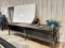 10'L X 3'W METAL SHOP TABLE W/ RIGID CHOP SAW, METAL CUTTING DISCS, MTD CHAIN VICE, VICE, & WHITE BO