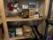 TWO SHELVES CONTAINING TAIL LIGHTS, HEAD LIGHTS, WINDSHIELD WIPERS, BUSHING KITS..ETC