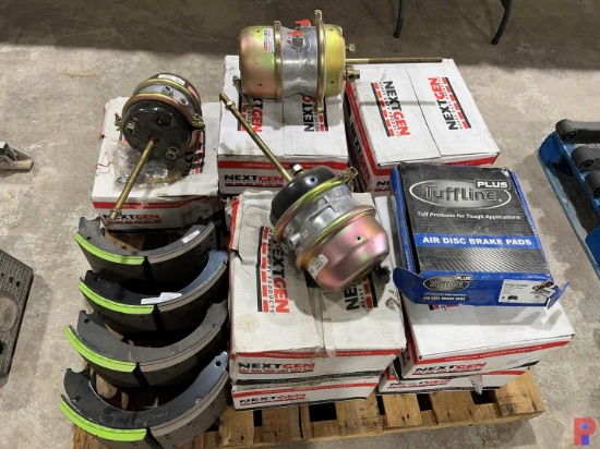 2-PALLETS OF  SHOCK ABSORBERS, 11-BOX'S UNUSED NEXTGEN COMMERCIAL VEHICLE BRAKE SHOE KITS, 3 - AIR B