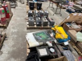 3 PALLETS OF LANDING GEAR HANDLES, TARPS, GAUGES, BATTTERY CHARGERS, & SEE DETAILS