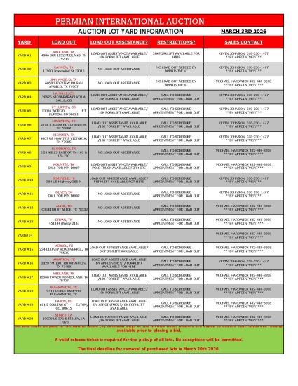YARD INFORMATION & TERMS INFORMATION LOT