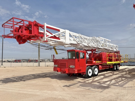 FRANKS 1287 Rocket 4-AXLE DOUBLE DRUM WELL SERVICE RIG (2008 NOV 96'x210k Mast)