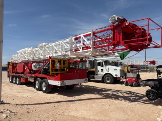 2012 RIG WORKS MUSTANG DOUBLE DRUM 5-AXLE WELL SERVICE RIG (104'x275k Mast)