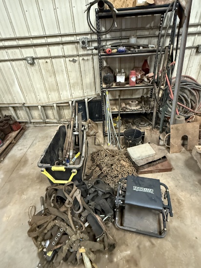 5-Shelf Rack & Contents Including Floor Contents Chains, Safety Harnesses, Valves, Fittings, & Relat