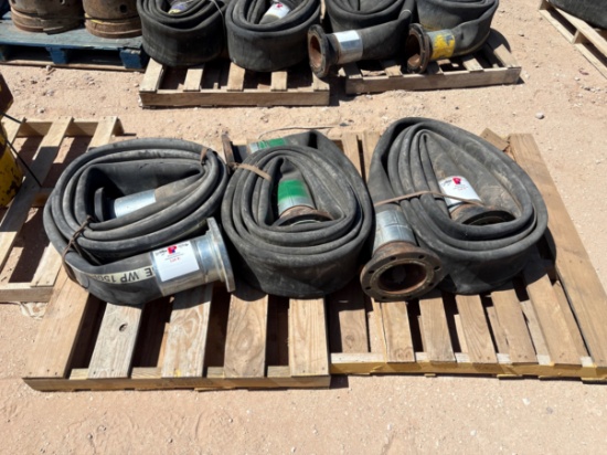 (3) flanged 6 lay-flat hoses