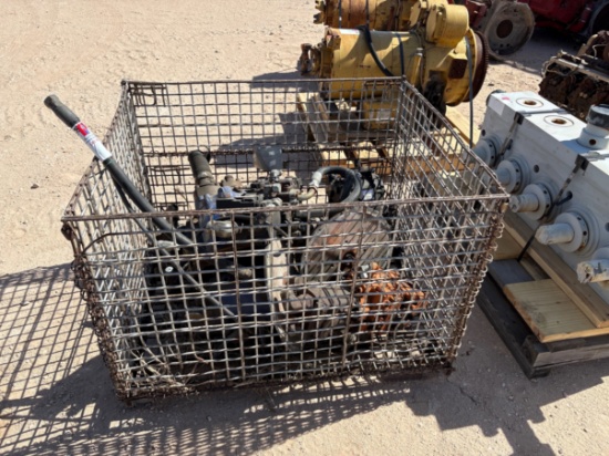 Crate w/ (7) assorted hydraulic pumps