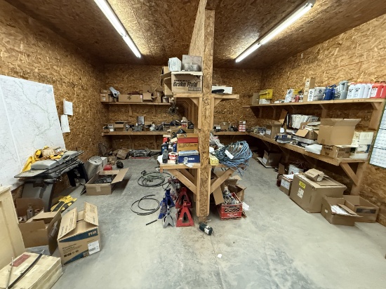 Parts Room W/ Contents Of, Rod Elevators, Snatch Block, Hyd Valve Bank, (8) Shark Tooth Bits, Fuel P