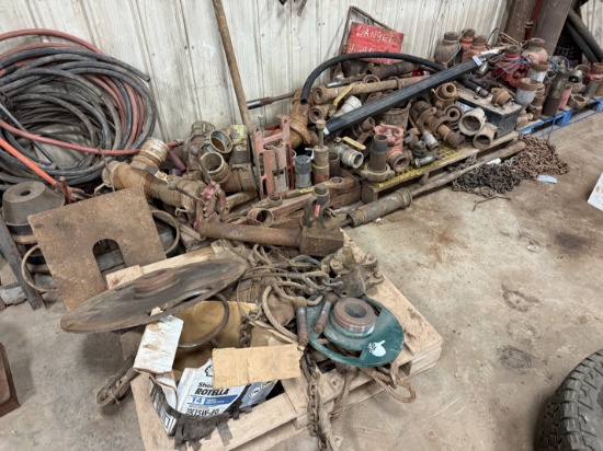 (5) PALLETS OF CONTENTS, VALVES, FITTINGS, GERONIMO, RATIGAN BACk OFF WRENCH, ROD TRANSFER CYLINDER