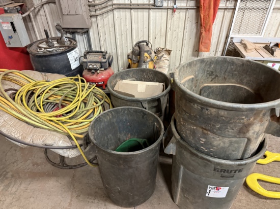 Includes Porter Cable 150 Psi Air Comp, (2) 1/2 Air Impacts, (5) Air Hoses, Shop Vac, Tool Box, (1)
