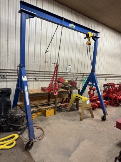 2 Ton Portable Gantry Crane W/ Reese 1 Ton Hoist